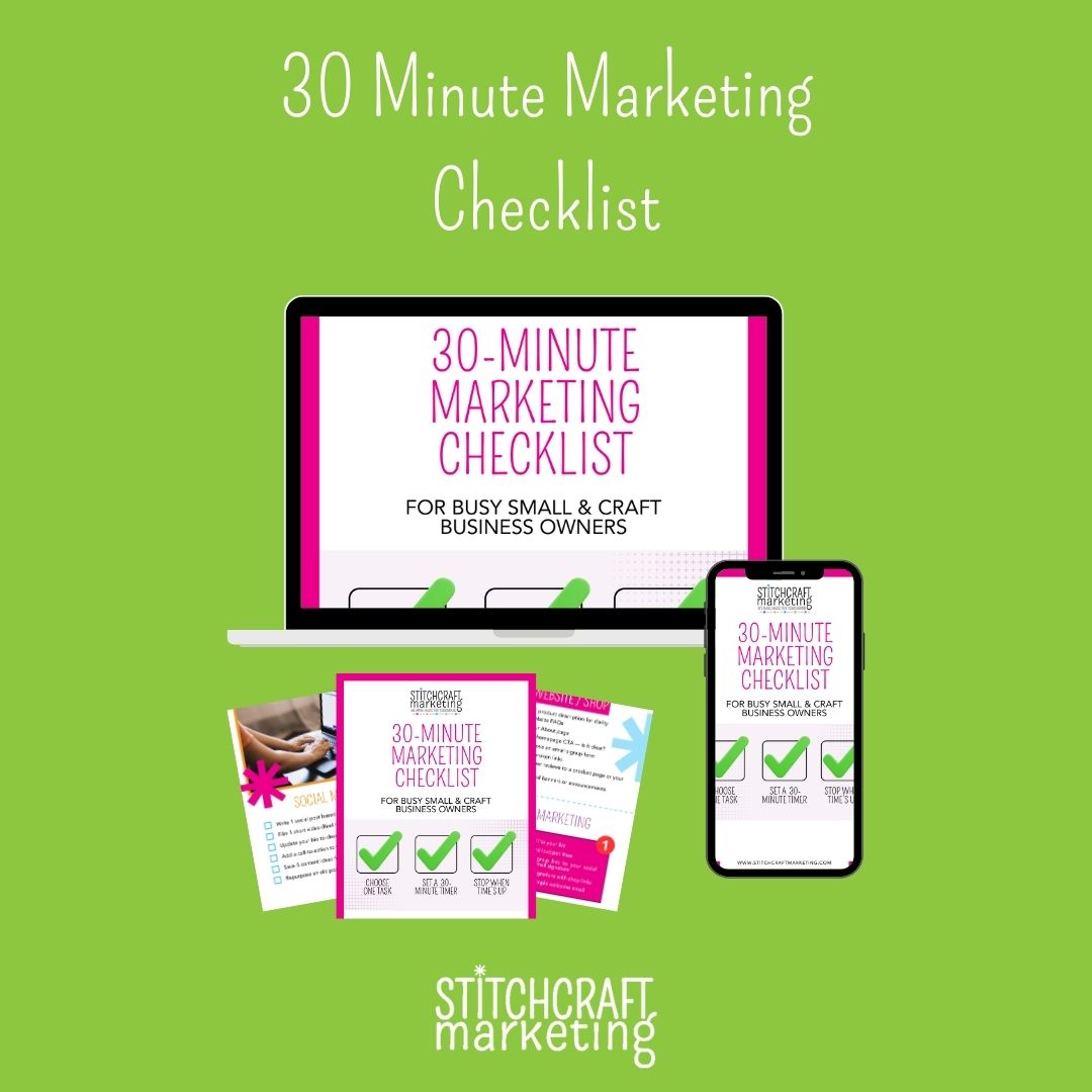 Assorted Devices display the 30 minute marketing checklist graphics